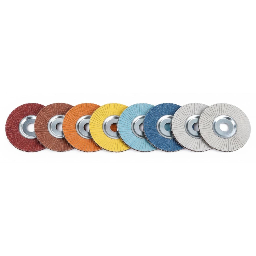 7-piece set of 3-inch 75mm flap discs and cutting wheels for angle grinders, for sanding and cutting wood and metal.