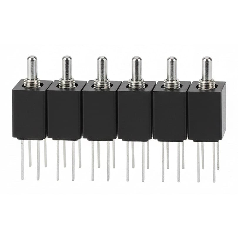 MTS-102 103 202 203 mini toggle switch pack of 10, showing ON-OFF-ON and ON-ON configurations for lamp and light control.