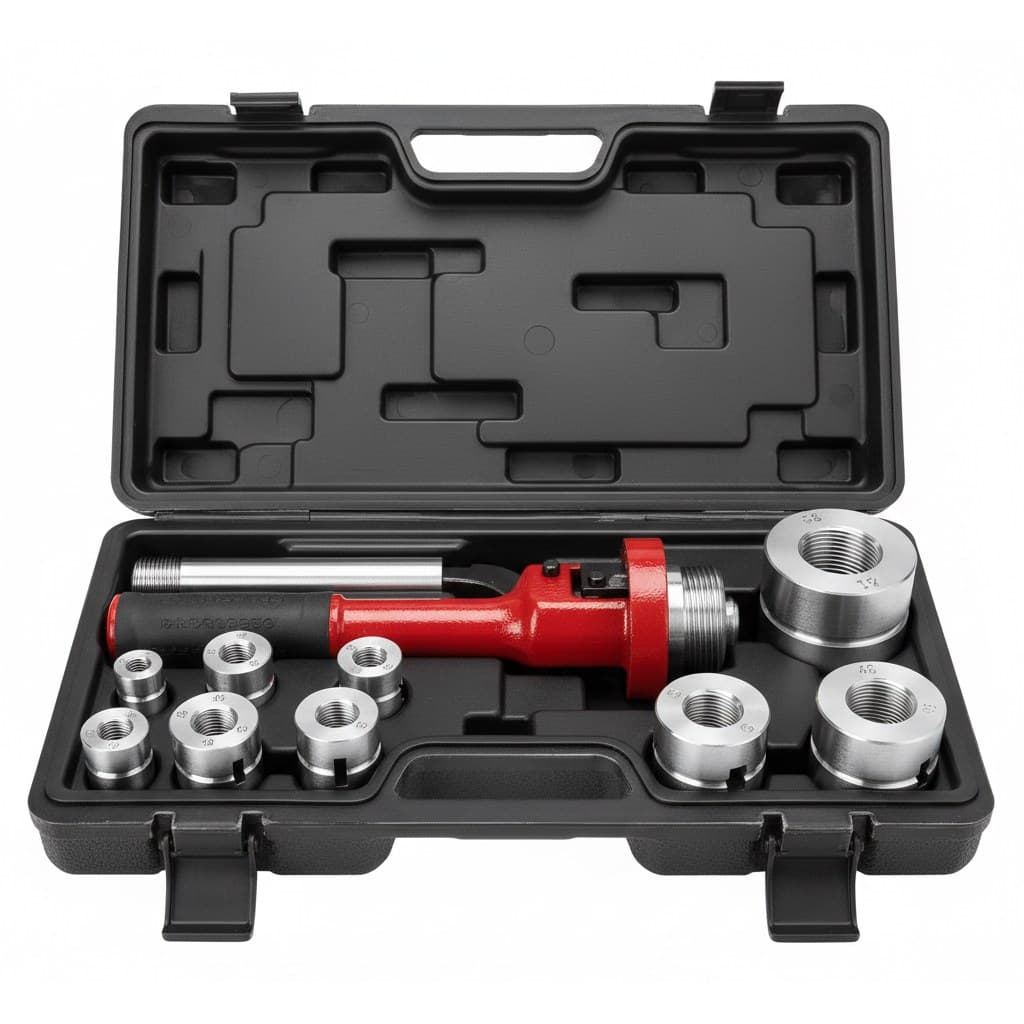 Professional PVC pipe threader kit with heat-treated threading bits and drill bits for efficient DIY plumbing and enhanced work efficiency.