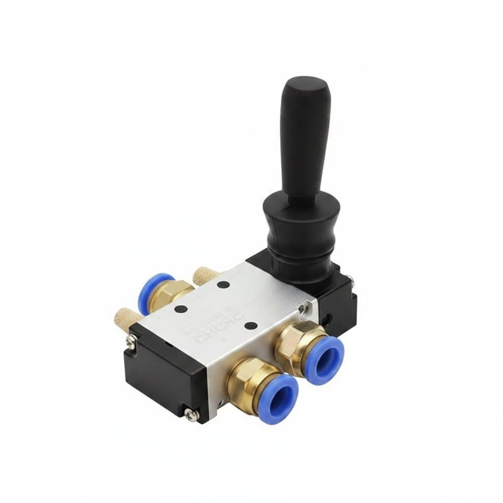 5/2-Way Pneumatic Valve | Manual Hand Lever Control | 3/5-Port Push-Pull Valve - Image 1