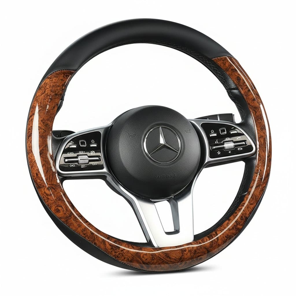 Motocovers anti-slip leather steering wheel covers, universal fit for 38cm Type O D steering wheels.