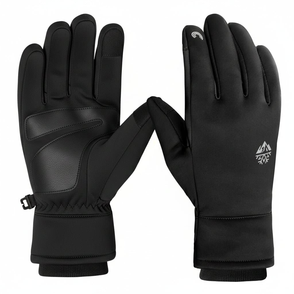 Thickened winter thermal gloves with touchscreen capability, waterproof design for running, skiing, and cycling.