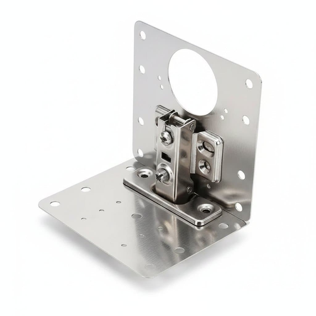 Set of stainless steel hinge repair plate kits with screws, used as cabinet door mounting brackets and furniture hardware fixing tools.
