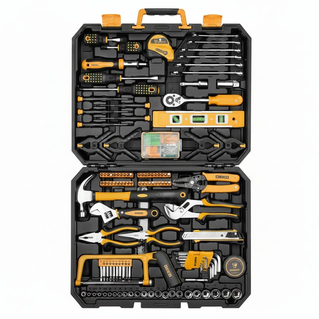 Professional chrome socket wrench set with open-end wrenches, a complete mechanics tool kit for DIY and auto repair projects.