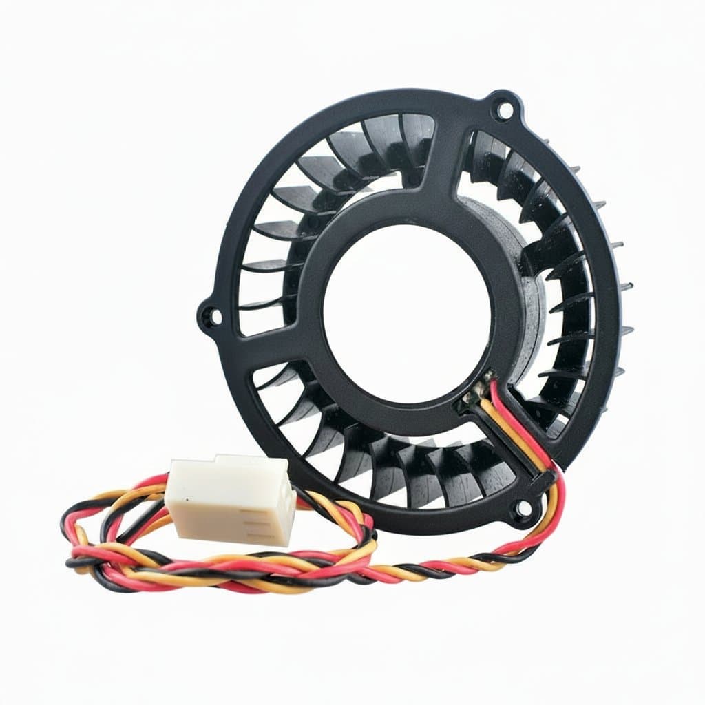 YD124515MB 48mm centrifugal cooling fan with 3-pin connector for PC chassis, CPU, or graphics card cooling, showing compact black design.