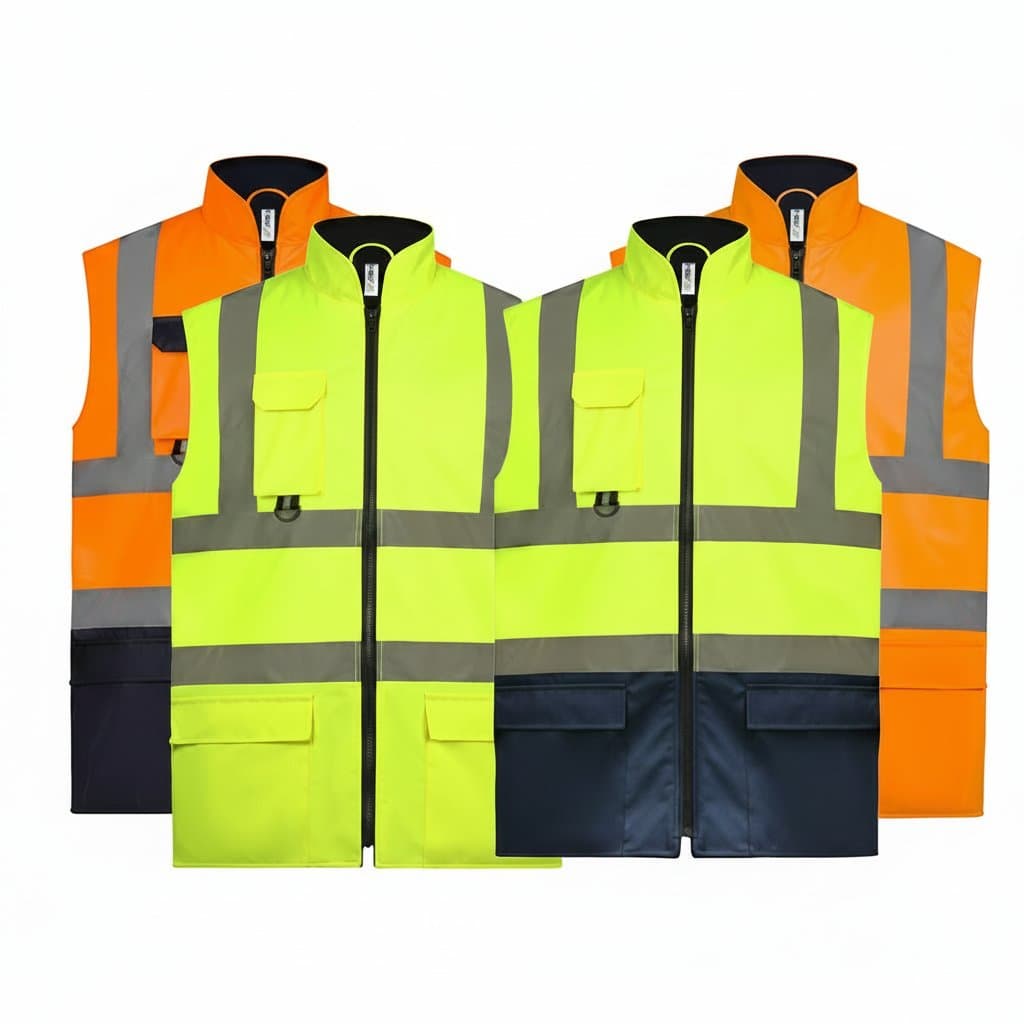 Work Vest | Fluorescent Yellow Windproof Design | Two-Sided Construction Wear - Image 1
