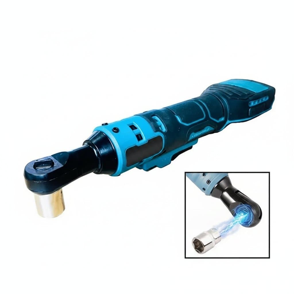 Makita 18V Cordless Ratchet Wrench with 3/8 inch drive, a rechargeable electric tool for fastening and loosening nuts and bolts.
