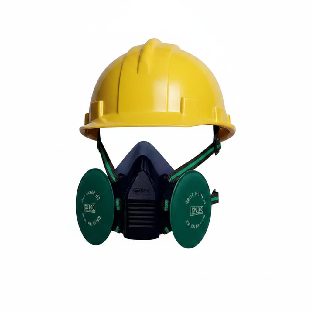 Protective dust mask respirator with anti-particle filter for industrial safety, shown on a white background.