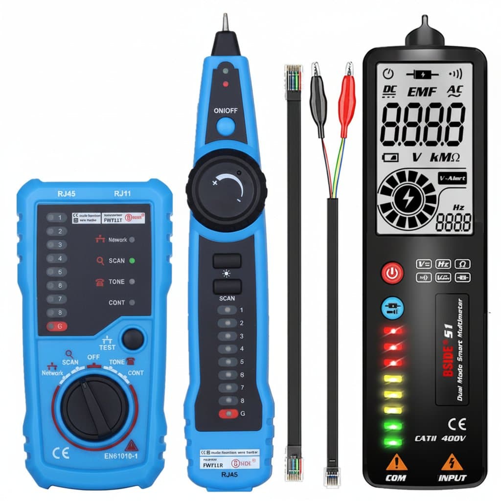 Network Cable Tester | Tone Generator & Probe Kit | RJ11 RJ45 Cat5 Cat6 Ethernet Phone Wire Tracer - Image 1