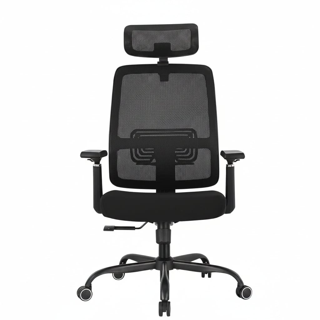 New ergonomic mesh office chair with adjustable lumbar support, 120-degree tilt, high back, and soft flip-up arms for comfort.