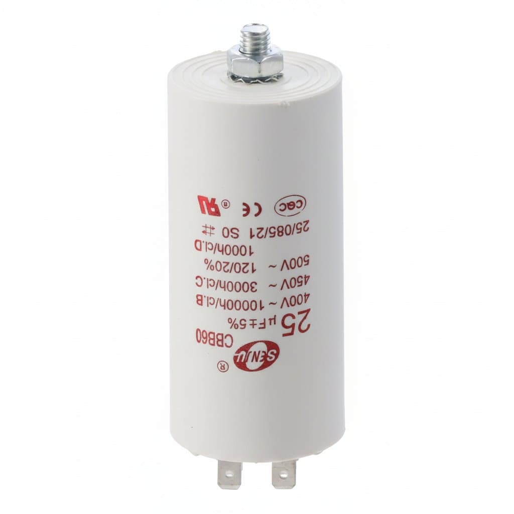 CBB60 Run Capacitor 25uF 450V AC Double Insert 50/60Hz Cylinder 73x44mm White for Air Compressor Water Pump Motor - Image 1