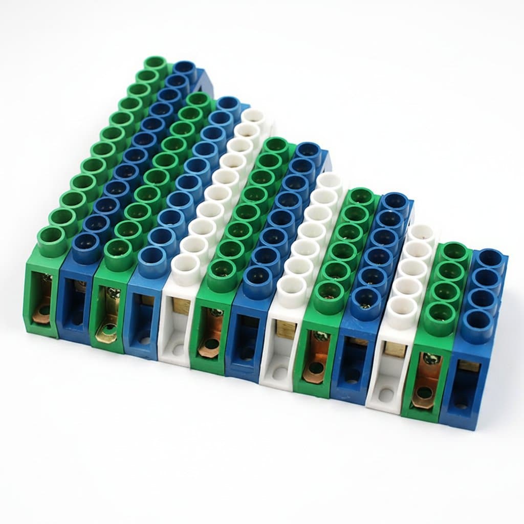 Grounding Terminal Block | 4-12 Pole Brass Connector | Secure Neutral & Earth Bonding
