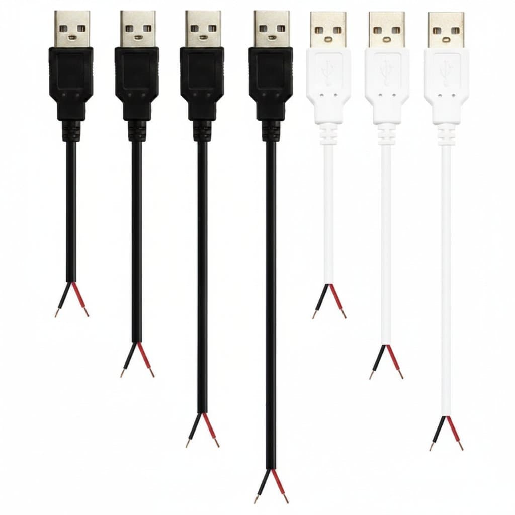 12V USB Power Cable | Stripped Pigtail Connector for LED Strips & DIY Electronics Repair - Image 1