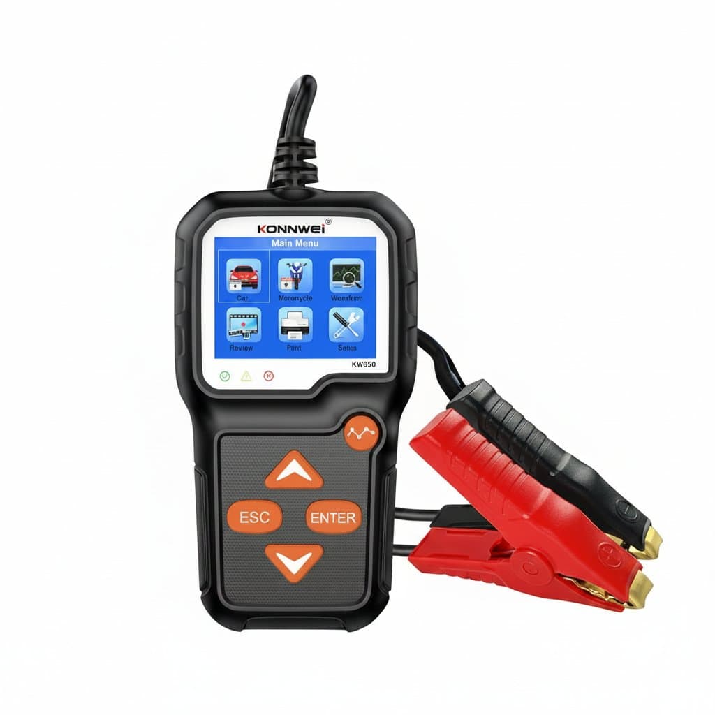 Car & Motorcycle Battery Tester | 6V/12V Battery Analyzer | 100-2000 CCA Cranking & Charging Tool - Professional Grade Tool
