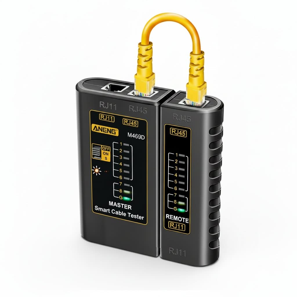 Network Cable Tester | RJ45, RJ11, RJ12 | CAT5 UTP LAN Cable Testing Tool - Professional Grade Tool