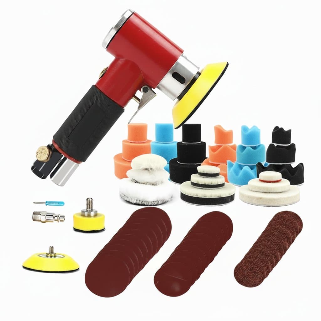 SIFANG Random Orbit Air Sander, a compact pneumatic grinder and polisher for high-speed automotive sanding and polishing tasks.