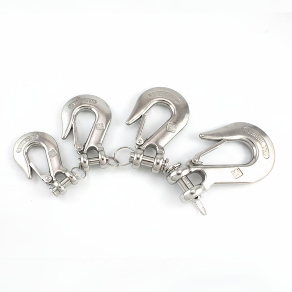 Heavy-duty stainless steel 304 cargo hoist with chain and claw hook, rated for 1500 to 3000 lbs lifting capacity.