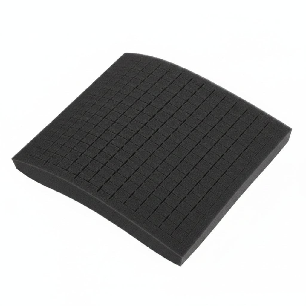 Toolbox Foam Padding Insert: black grid foam held by hands on white.