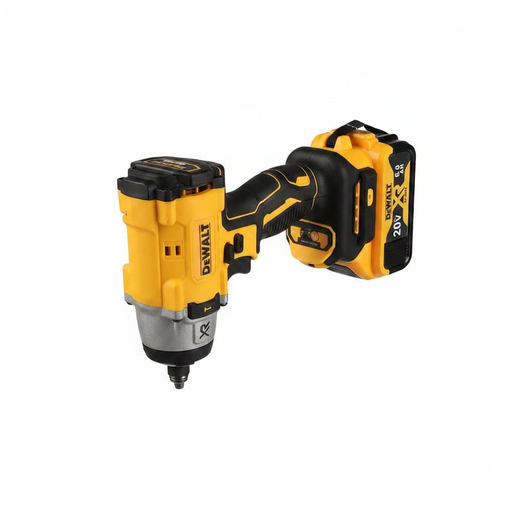 DEWALT DCF922 ATOMIC 20V MAX 1/2-inch Cordless Impact Wrench with variable speed control and detent pin anvil, shown on a workbench.