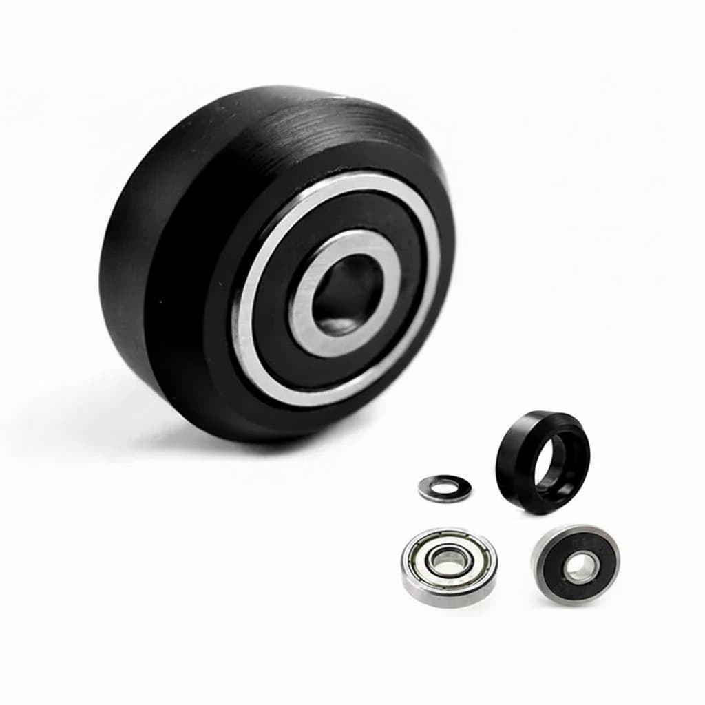BulkMan 3D High Precision CNC Delrin POM Solid V Wheel Kit for V-Slot linear rails on aluminum extrusion profiles.