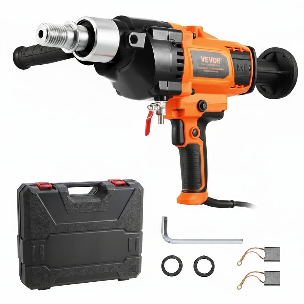SucceBuy 2000W/2600W handheld core drill machine for concrete, featuring a diamond core drill bit and water connection for wet drilling.