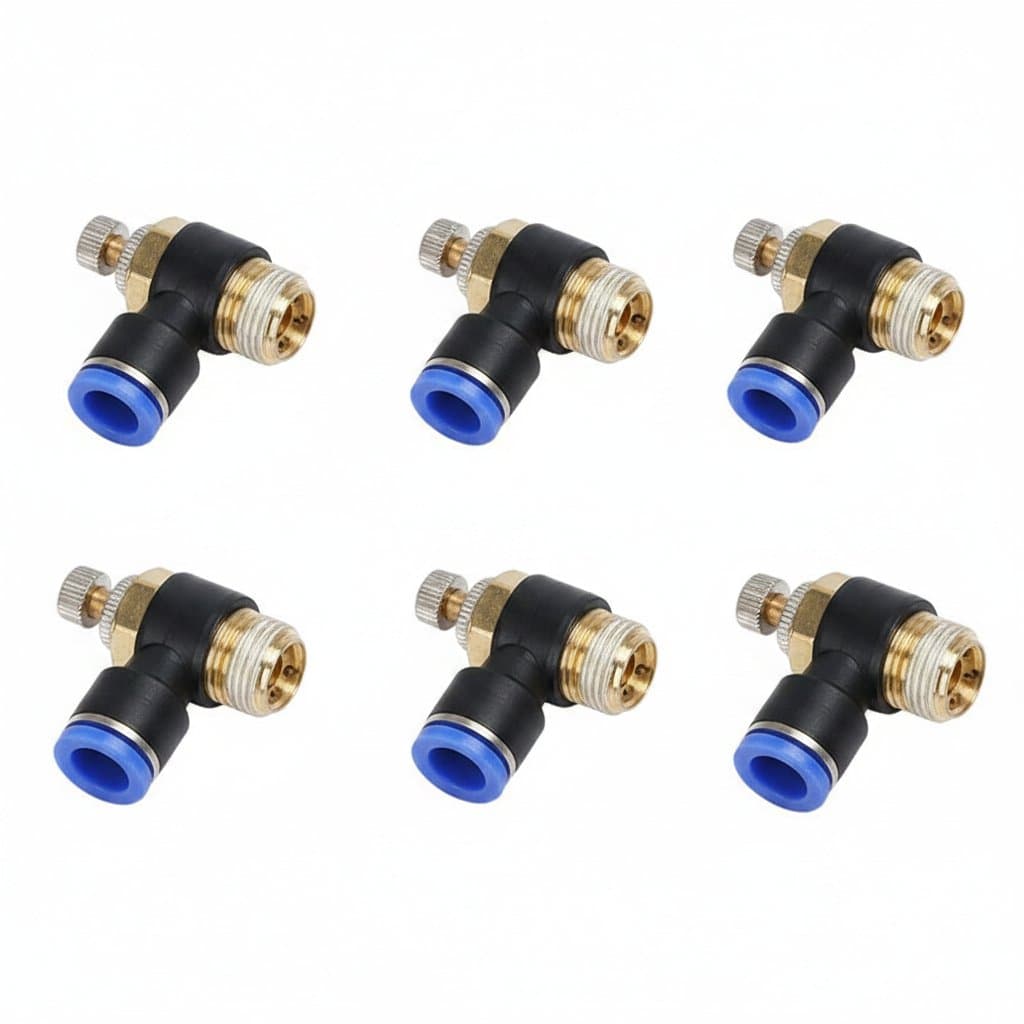 SL Series Pneumatic Quick Connector with male thread and L-type throttle for one-way speed control in air systems.