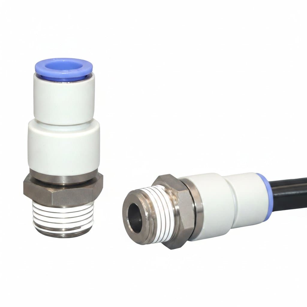 360° Rotary Air Fitting | M5, 1/8, 1/4, 3/8, 1/2 Thread Sizes | 4-12mm Hose - Image 1