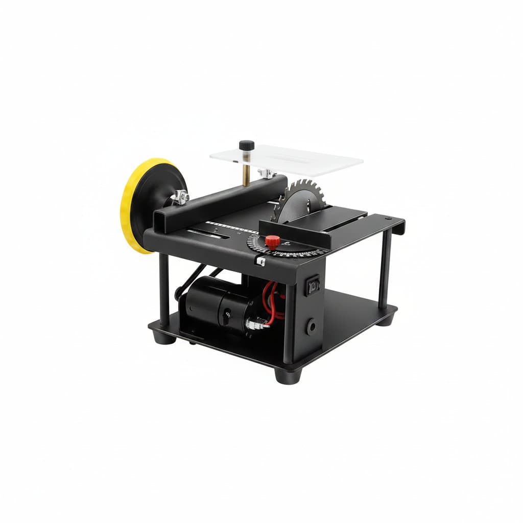 Multifunction Mini Jewelry Lapidary Table Saw with adjustable cutting and grinding, featuring a flexible shaft precision electric grinder.