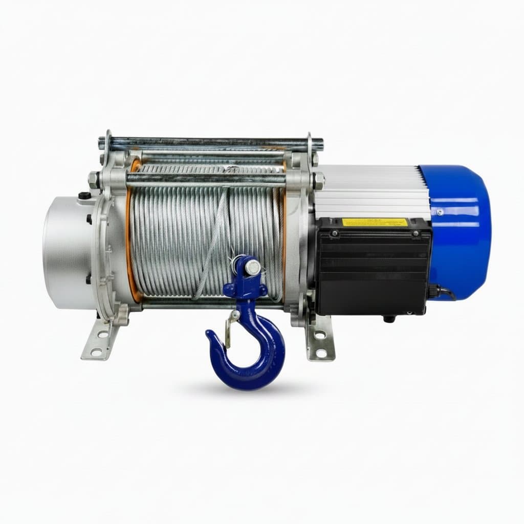 1 ton 220V electric hoist winch with durable aluminum shell, ideal for small domestic workshops and garage crane lifting.