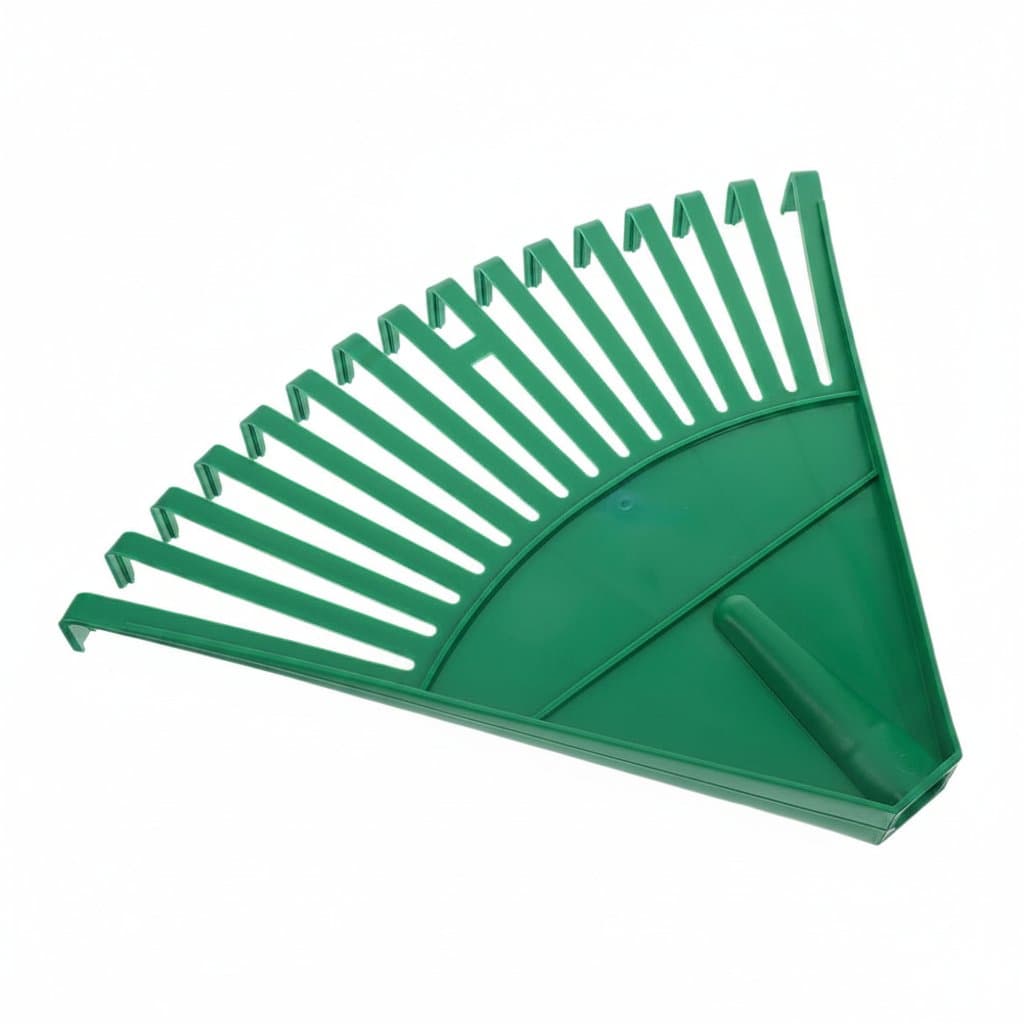 A professional thatch rake with a wide-coverage head, designed for efficient removal of dead grass, leaves, and debris from lawns during yard maintenance.