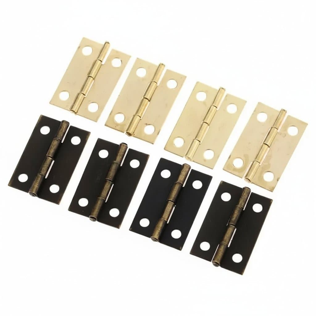 Thirty antique bronze square hinges for cupboard doors, wooden cabinets, drawers, or jewellery boxes. Decorative 24x16mm furniture hardware with vintage finish.