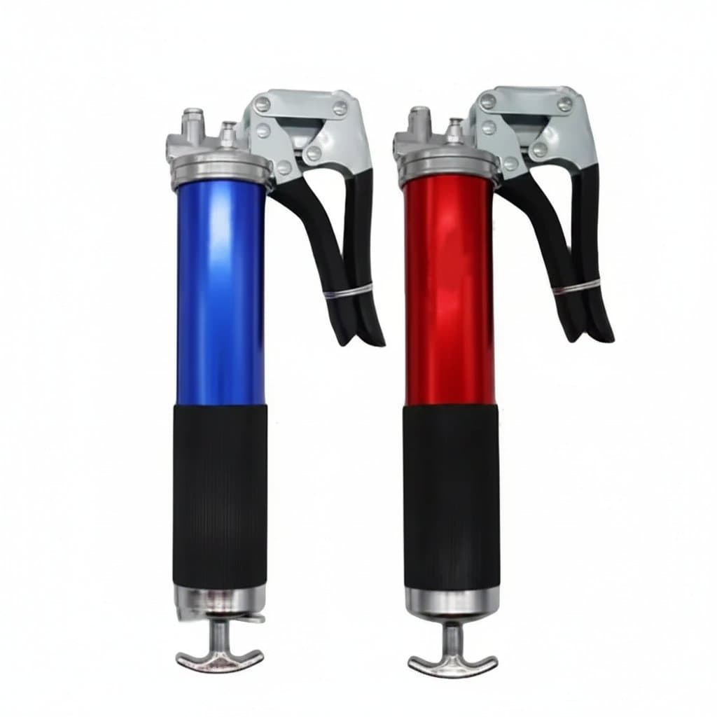 Brushless electric grease gun with Makita and Dewalt battery compatibility, designed for high-pressure lubrication on excavators and heavy machinery.
