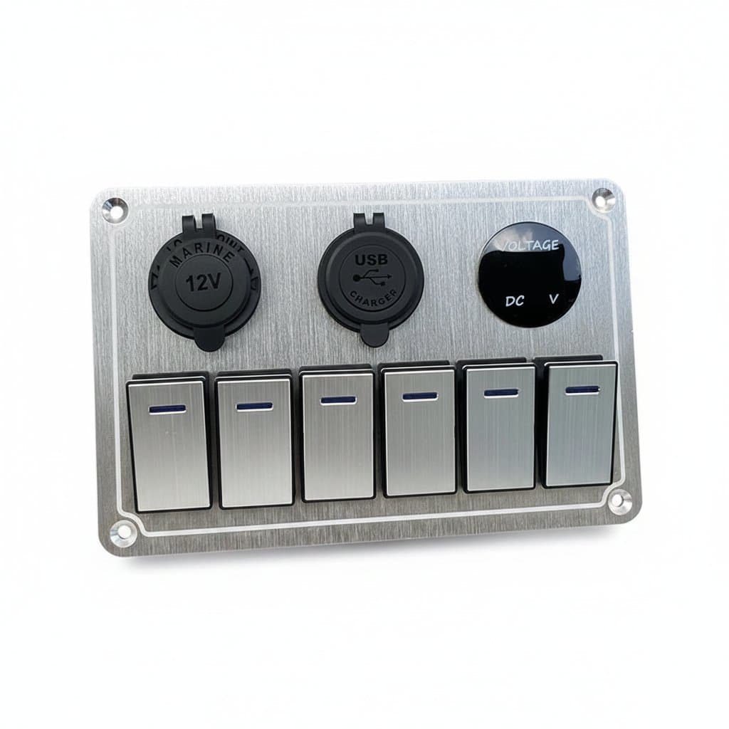 Marine-Grade Switch Panel | 4/6/8-Gang Digital Display with USB Port | 12V Waterproof for Boats & RVs