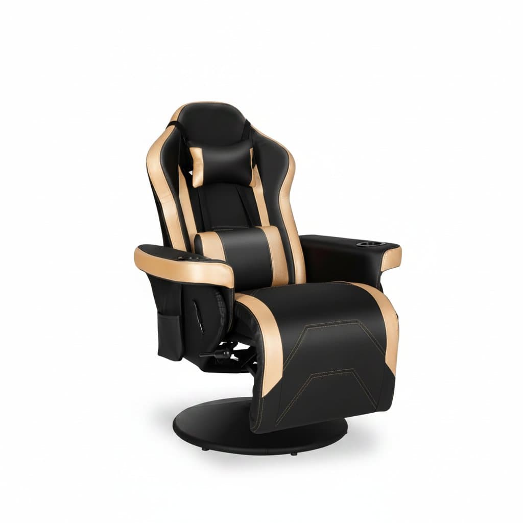 Modern-Depo ergonomic gaming recliner chair with high back, swivel base, cupholder, adjustable headrest and lumbar support for comfortable gameplay sessions.