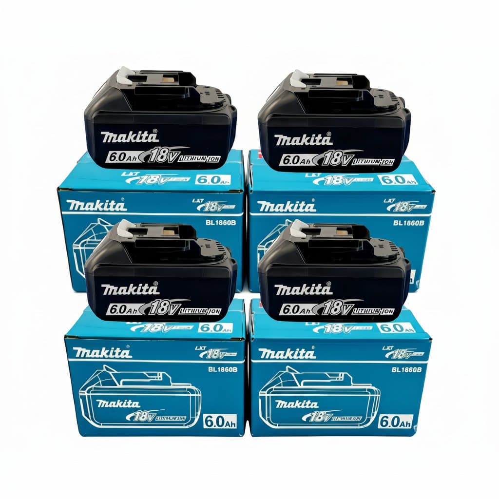 Genuine Makita BL1860 6AH 18V LXT lithium-ion replacement battery for power tools, showing front label and battery contacts.