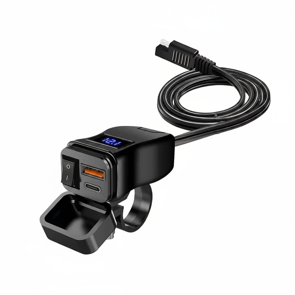 Motorcycle USB Fast Charger | Dual QC3.0 Ports with Voltmeter | 60W 12V Waterproof - Professional Grade Tool