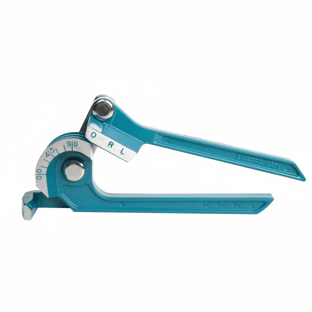 LIBRATON 90-degree manual tubing bender for 1/4-inch pipes, a compact hand tool with a durable aluminum alloy frame and clear angle gauge.