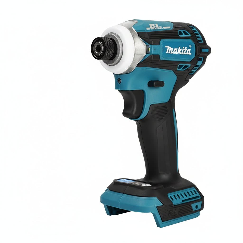 Makita DTD171 brushless impact driver with 18V battery, showing ergonomic grip and compact design for professional screwdriving tasks.