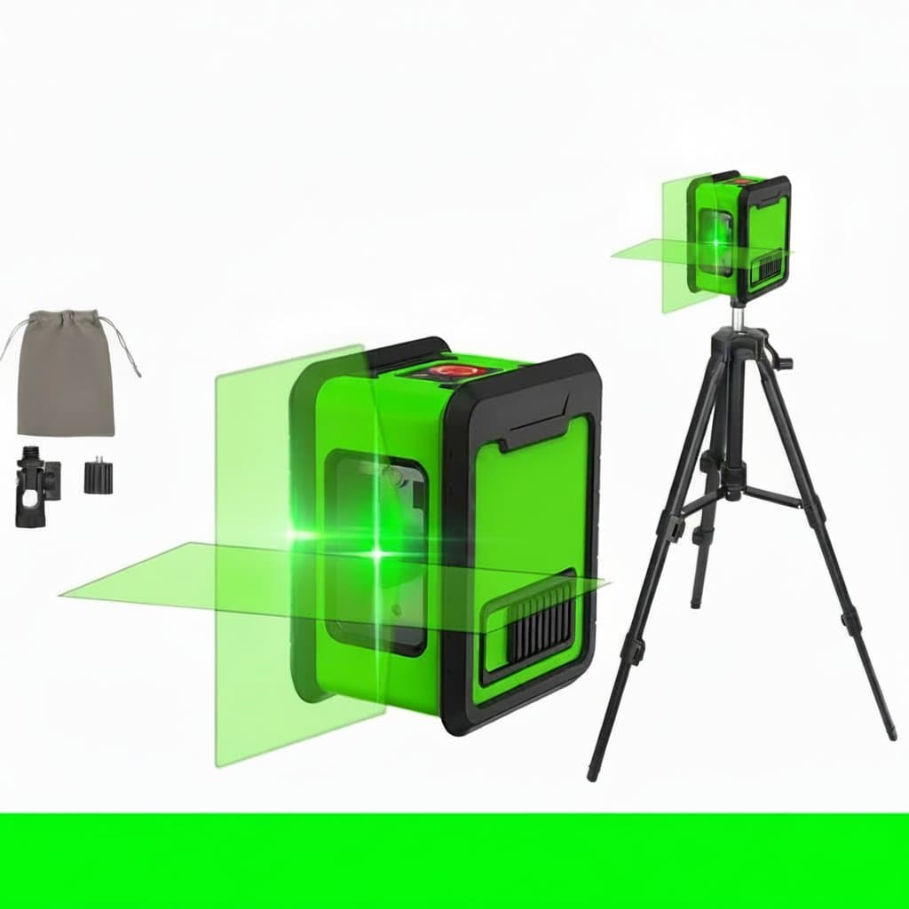 Self-Leveling Cross Line Laser | Green Beam | Horizontal & Vertical Lines - Professional Grade Tool