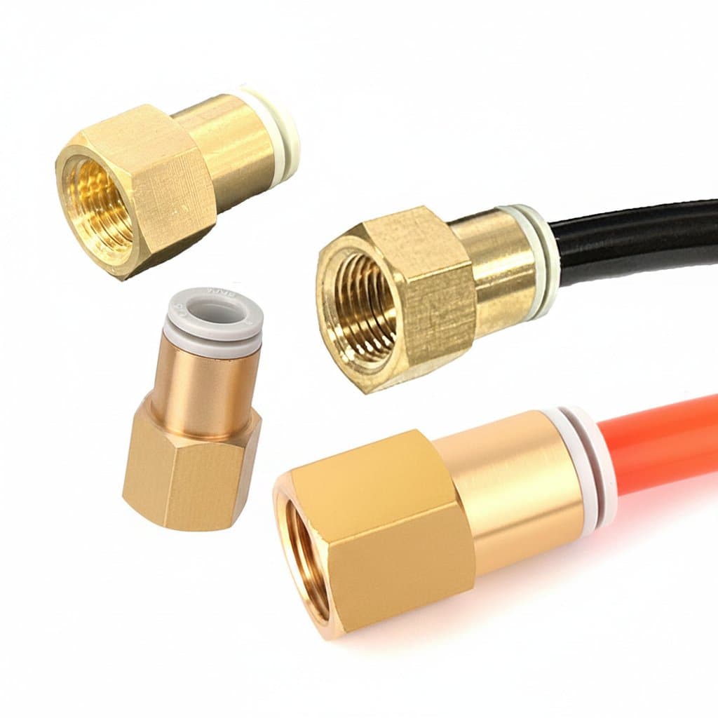 10PCS Air Pipe Fittings kit with 1/8 inch NPT threads for 4mm to 12mm pneumatic hose connections, shown on a clean industrial background.