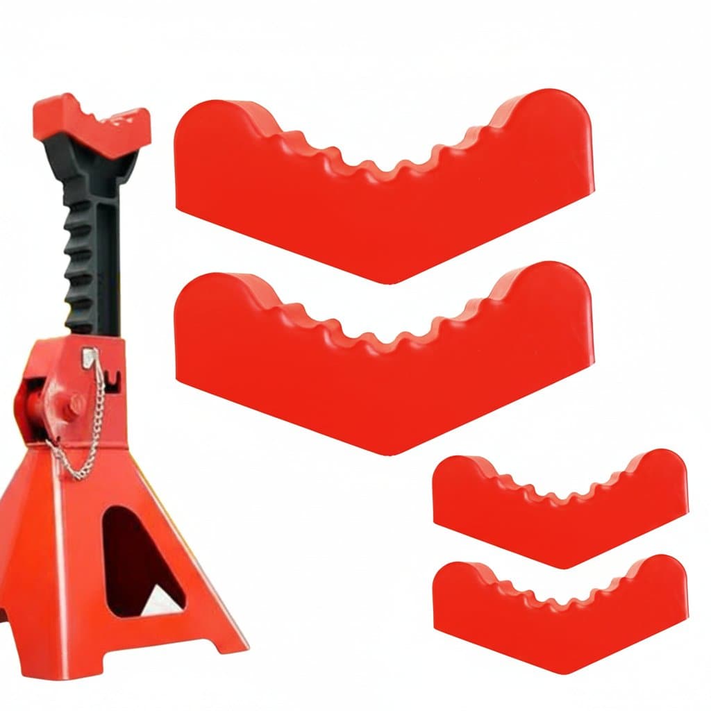 Universal 3-ton and 6-ton car lift jack stand with slotted frame rail adapter, rubber safety grip pads, and heavy-duty steel construction for secure vehicle repair.