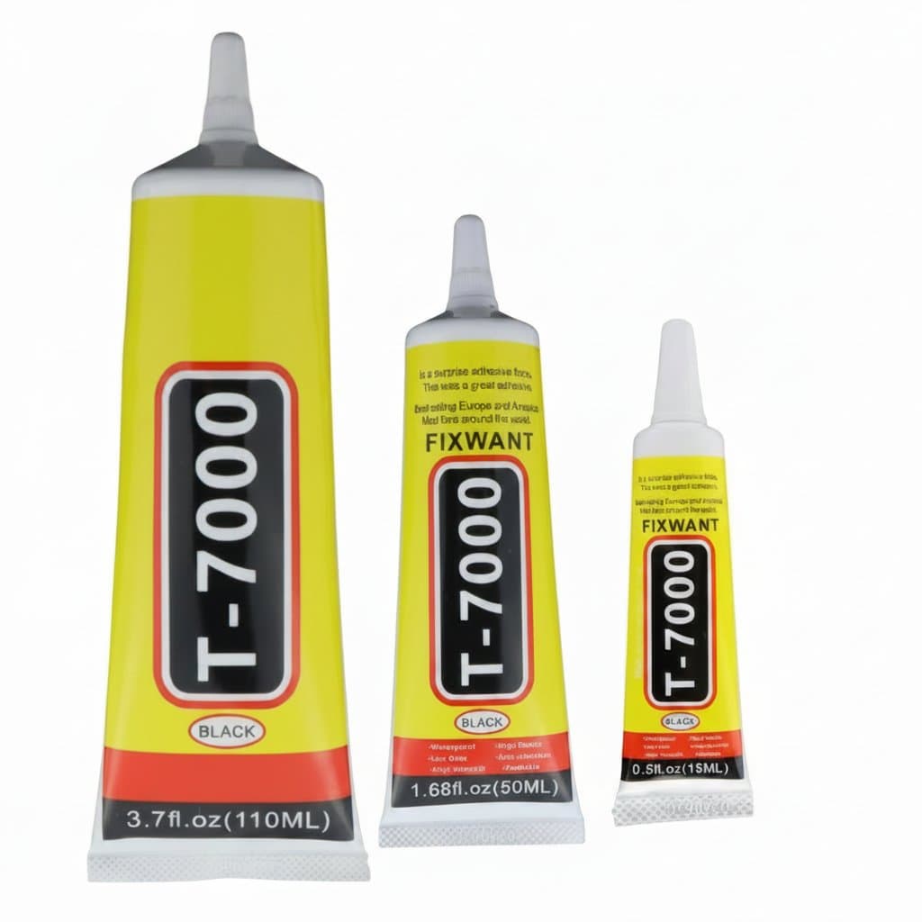 T7000 Black Soft Adhesive Glue for phone and computer screen repair, 15ml tube with precision nozzle for anti-vibration bonding.