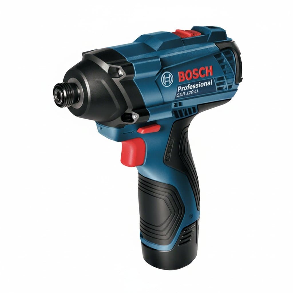 Bosch GDR 120-LI cordless impact wrench, a rechargeable driver delivering 100Nm torque for screws and bolts, part of BOSCH power tools.