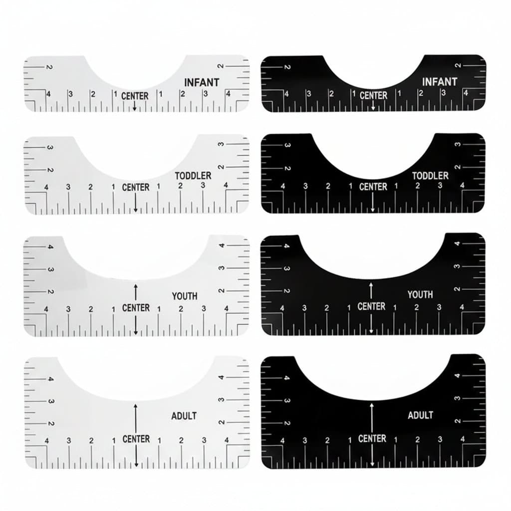 Sewing Ruler Set | 4-Piece Neckline & T-Shirt Measurement Tools | Precision Design Guide