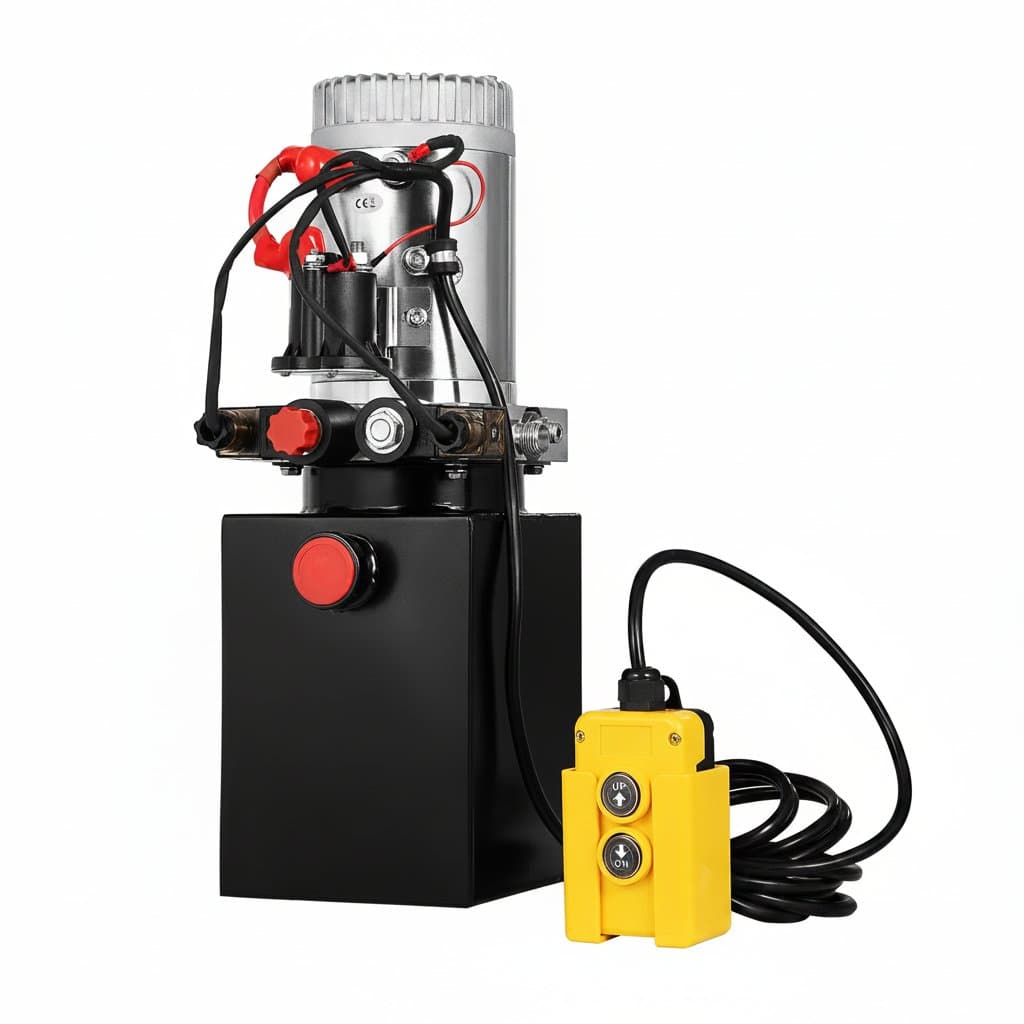 12V Hydraulic Power Unit | 4-Quart Steel Reservoir | Heavy-Duty Dump Trailer & Lift Pump