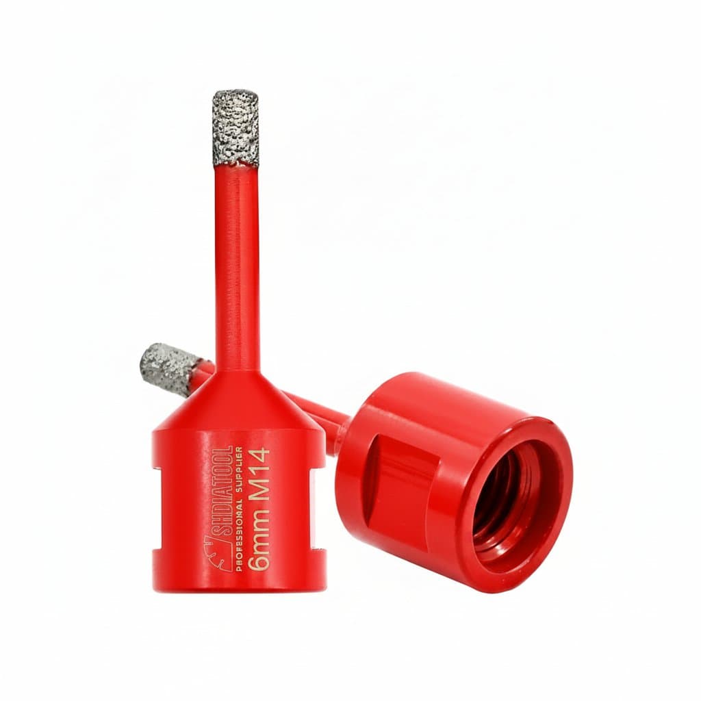 SHDIATOOL 2-piece 6mm diamond core drill bit set for marble, ceramic, and granite tile with M14 threaded shank.