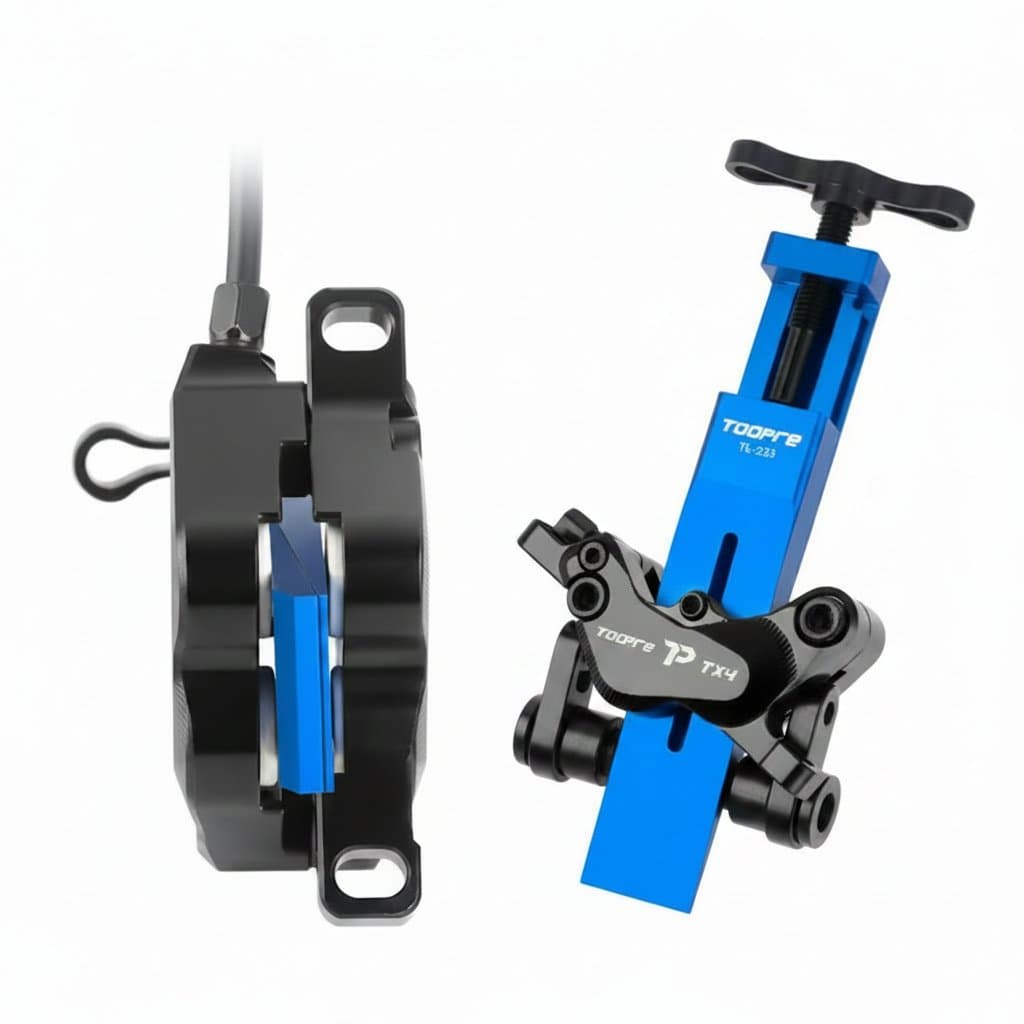Blue 4-in-1 portable bicycle valve repair tool for MTB and road bikes, featuring a valve core wrench and disassembly tools.