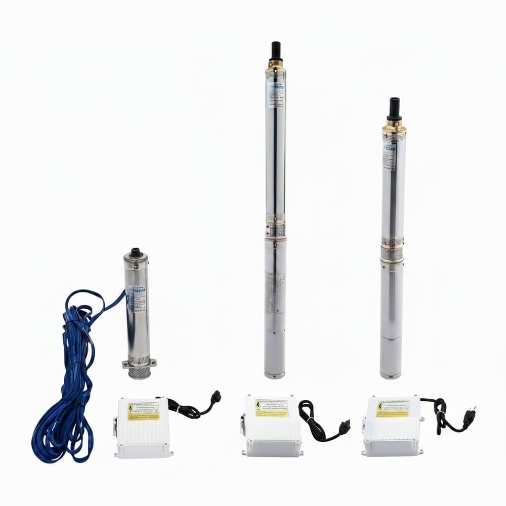 110V deep well submersible water pump operating at 3420 rpm, available in 0.25kW, 0.37kW, and 0.55kW models for farm irrigation applications.