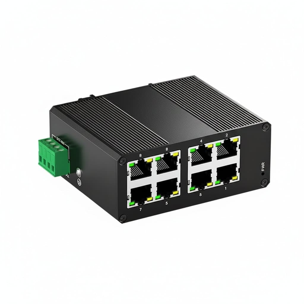 8 Port Industrial Network Switch | DIN Rail Mount | Plug & Play IP40 - Image 1