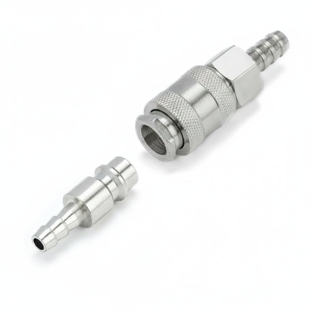 European style SH PH type pneumatic quick connect coupler set for 6mm, 8mm, and 10mm air compressor hoses and tools.